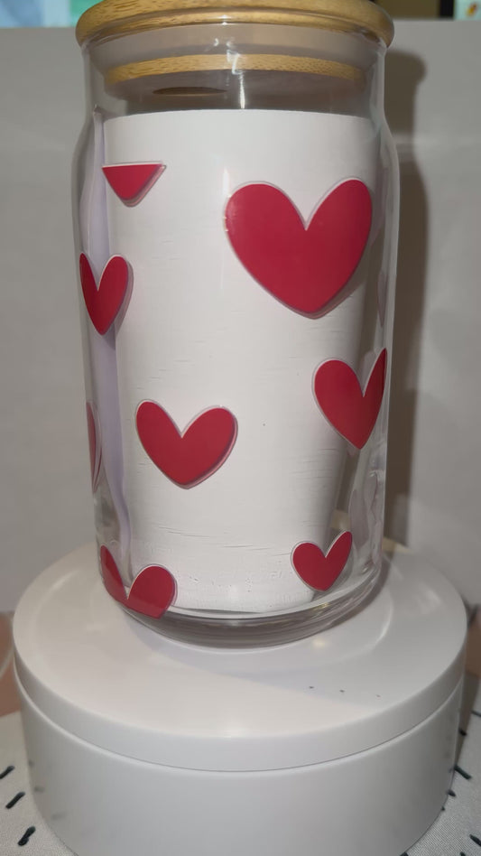 16oz Red Hearts Cup